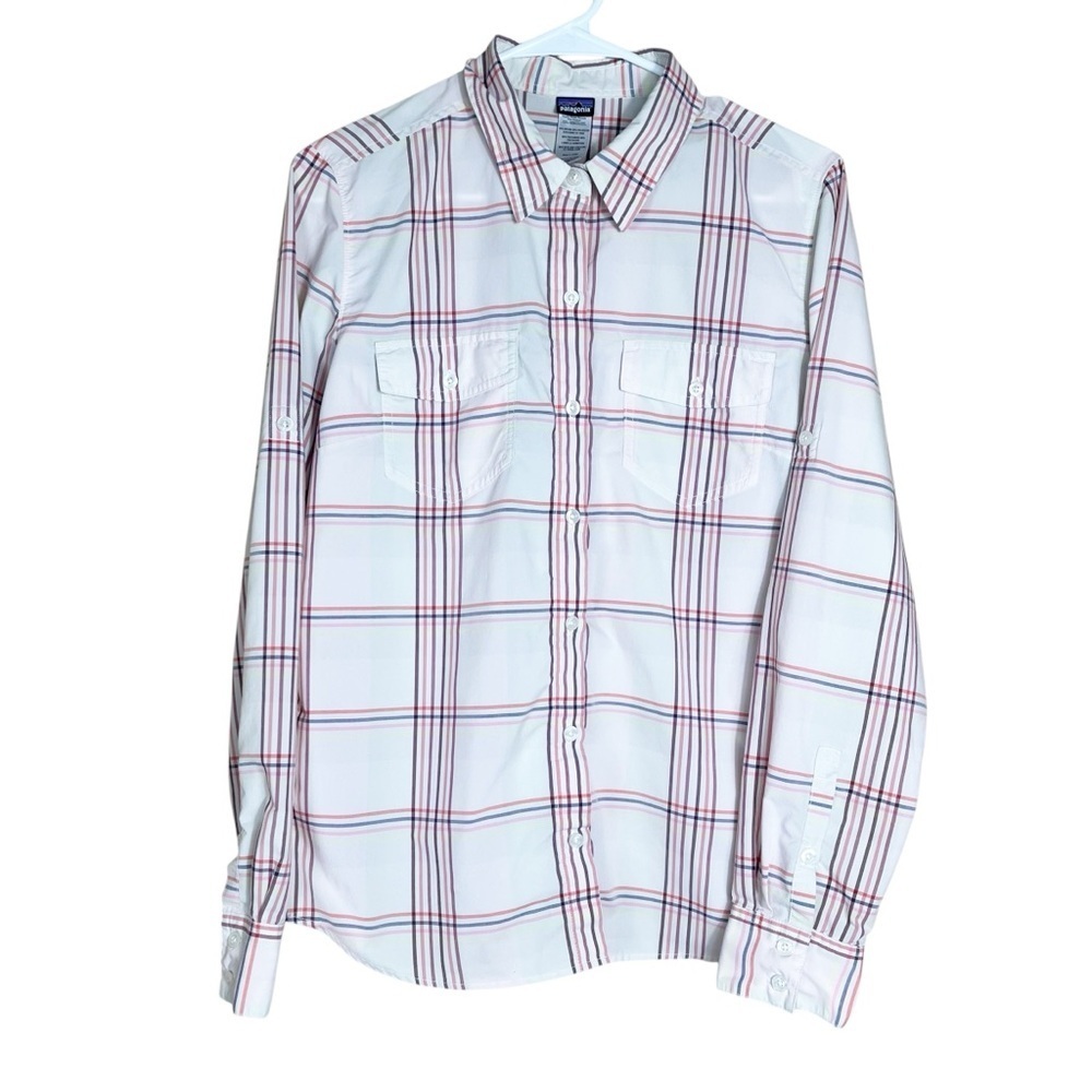 Patagonia Button Up Shirt Women’s 10 Plaid Roll Tab Gorpcore Outdoor Lightweight - Picture 6 of 7